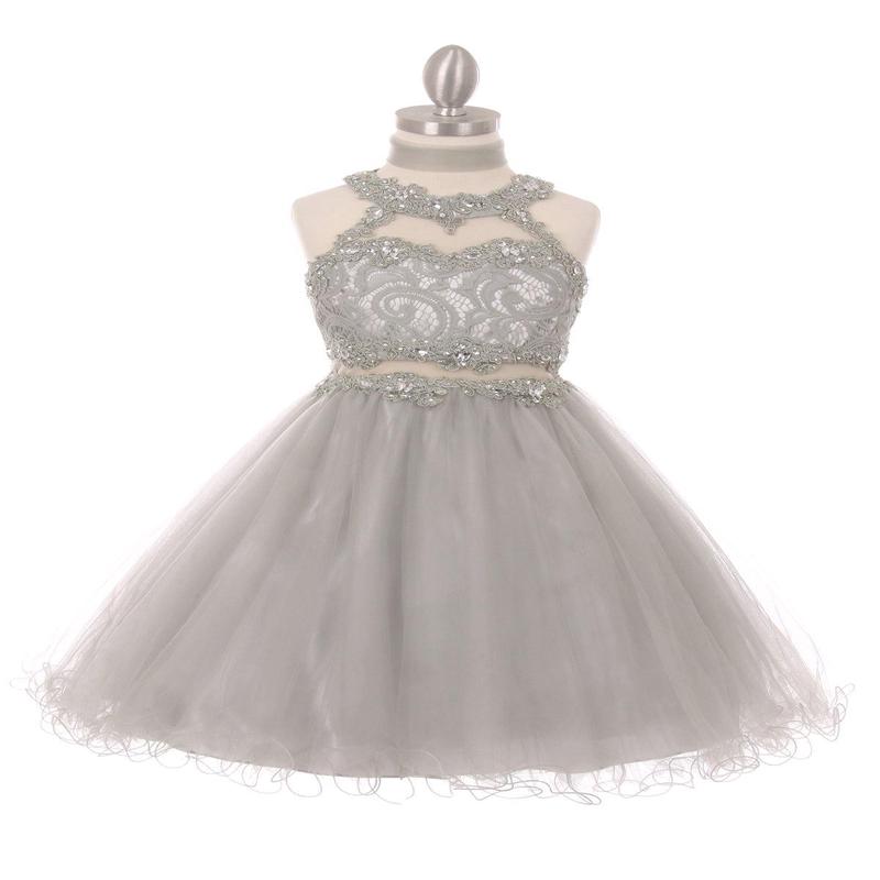 Silver 4 Short Beaded Dress Flower Girls Sale